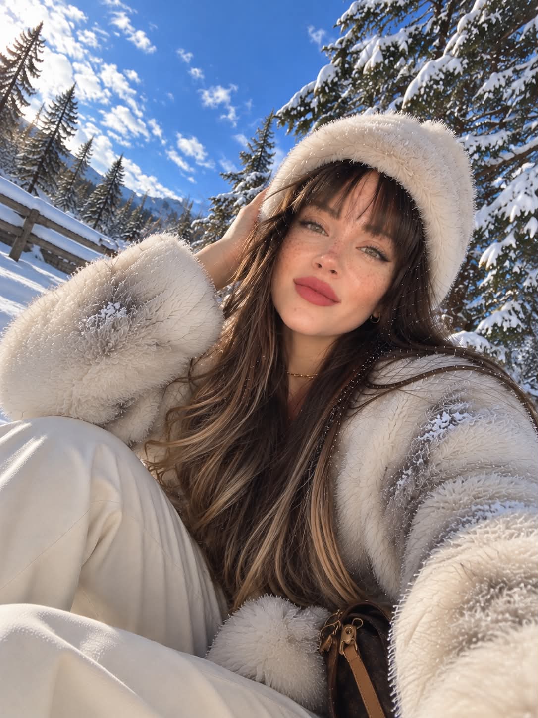 Realistic Winter Selfie in a Fur Coat output 4