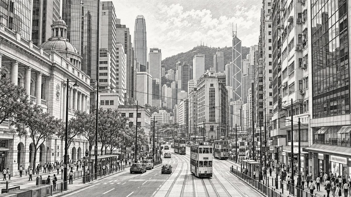 Intricate Pen-and-Ink Engraving of a Modern City