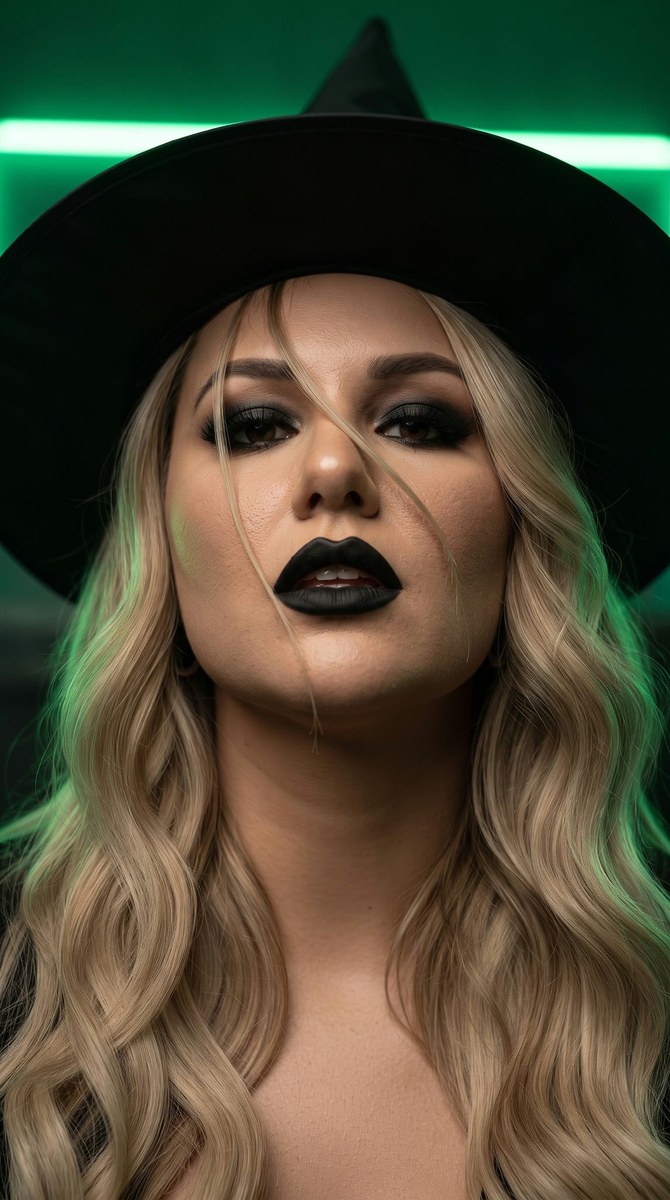 Neon Green Witch Editorial Portrait output 1