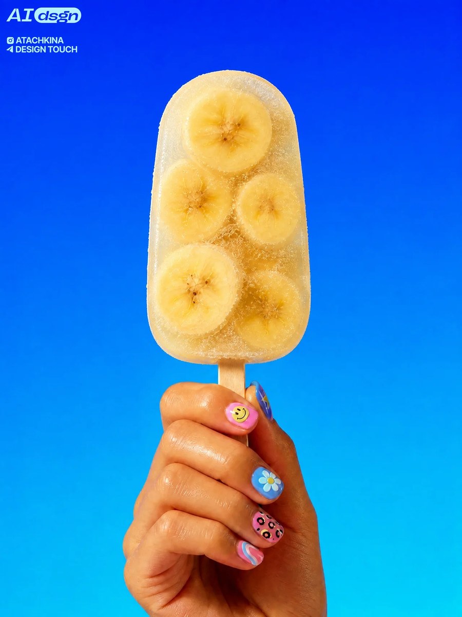 Banana Popsicle on an Electric Blue Background output 4