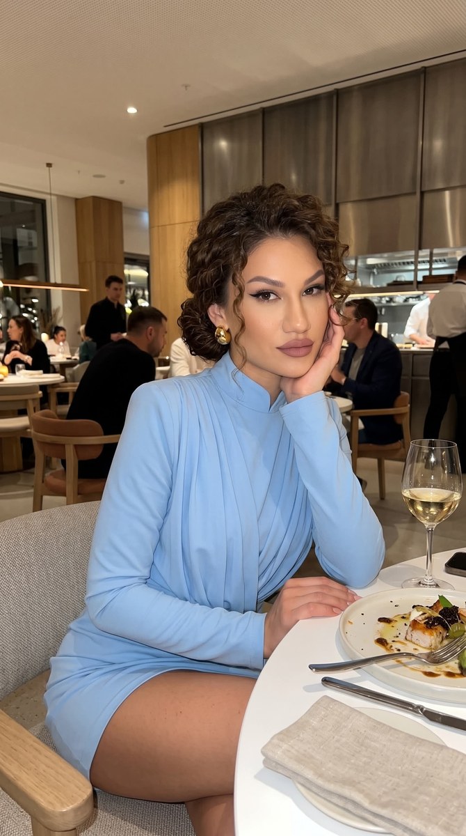 Realistic Restaurant Portrait of a Woman