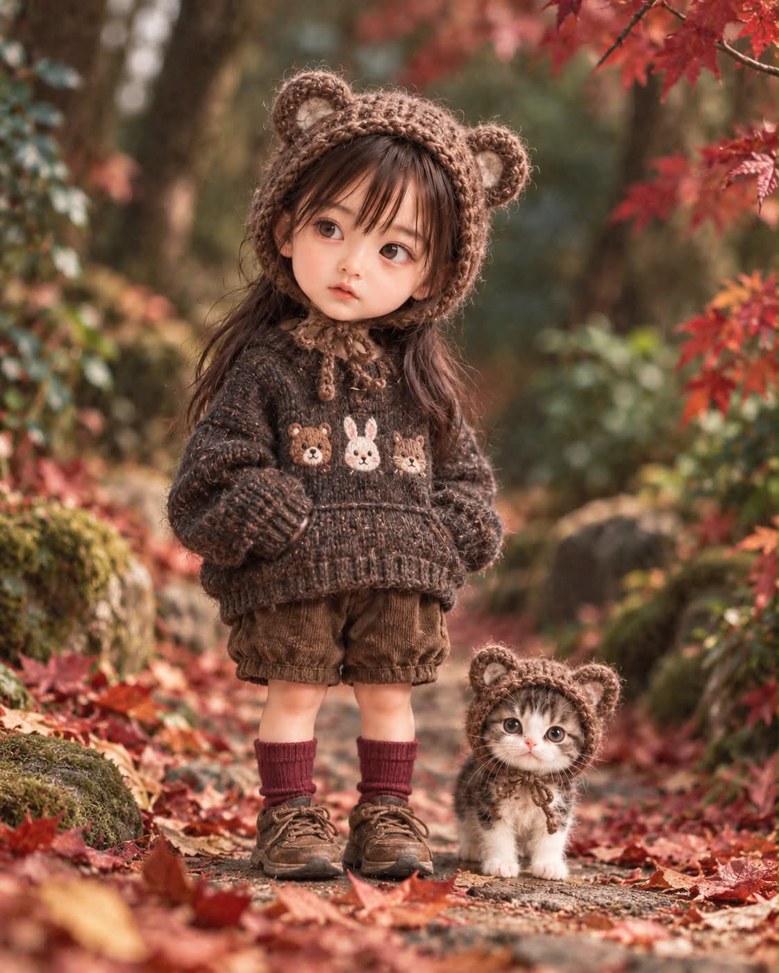 Handcrafted Miniature Doll in an Autumn Forest