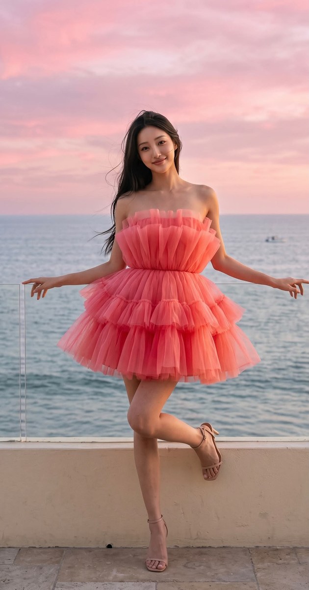Sunset Beach Fashion Editorial with Face Replacement