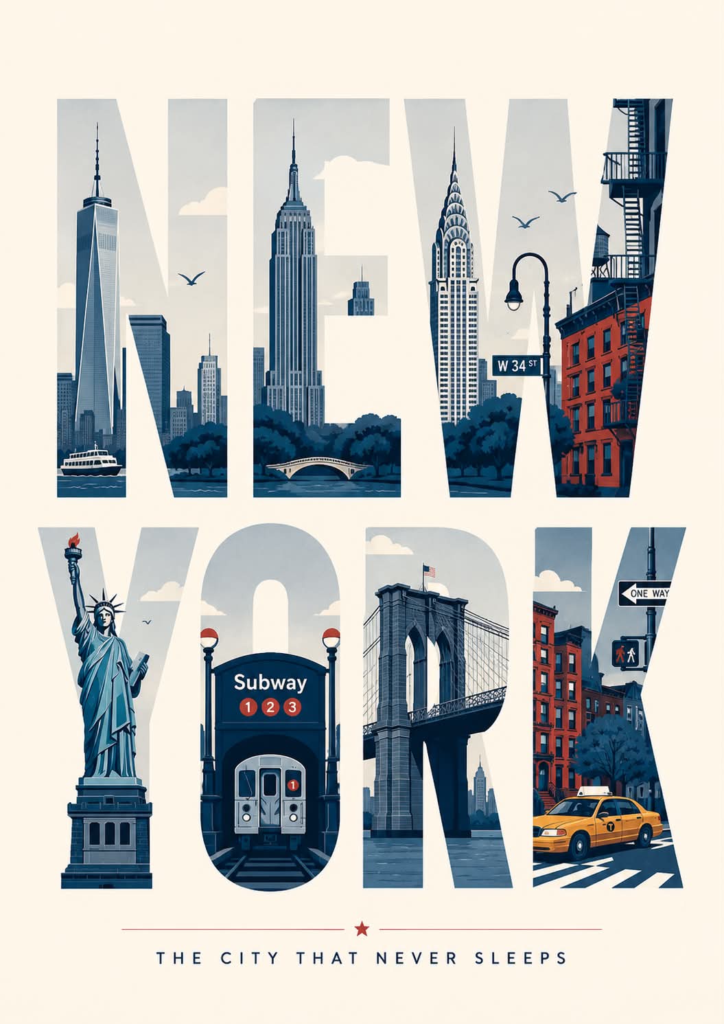 Typographic Flat-Vector City Travel Poster