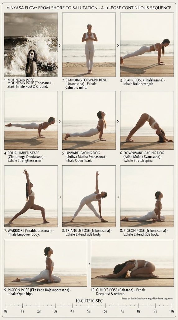 Create a 10-Cut Yoga Video from Reference Images output 1
