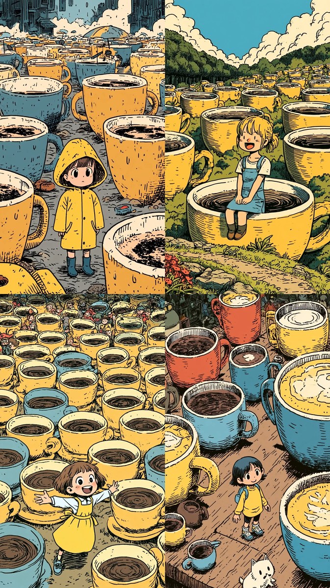 Tiny Girl in a Land of Giant Coffee Cups