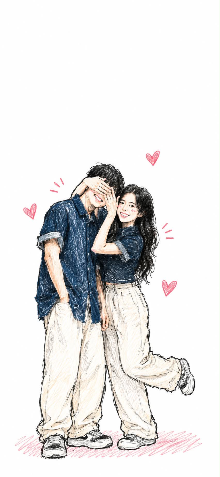 Hand-Drawn Couple Phone Wallpaper output 1