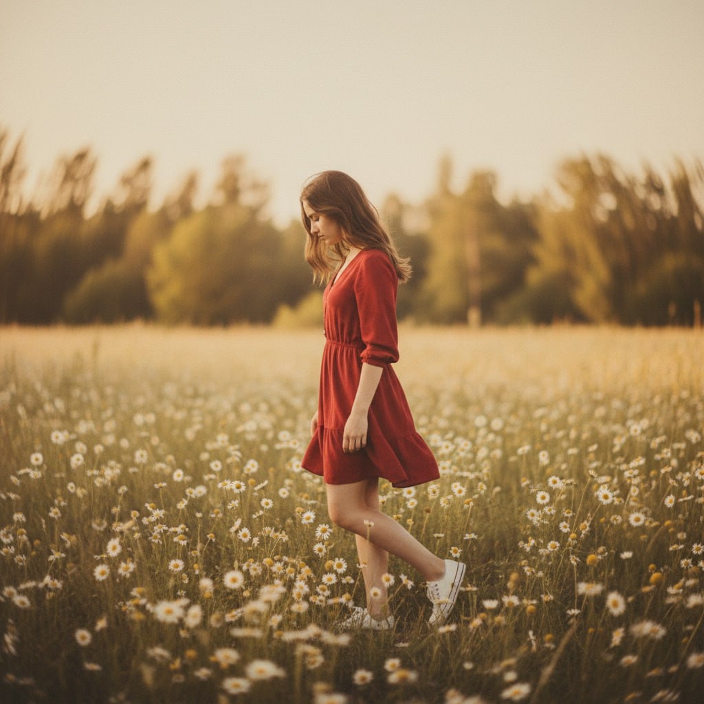 Dreamy Artistic Photograph of a Young Woman in a Meadow output 1