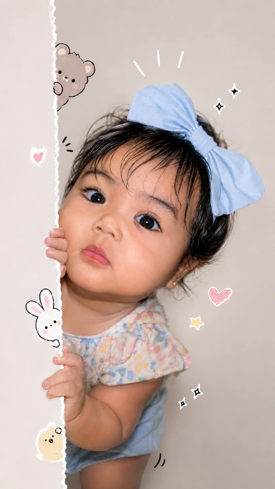 Cute Peeking Face Lock-Screen Wallpaper