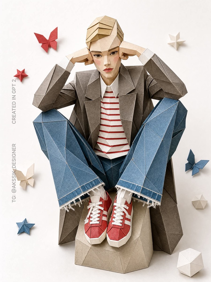 Folded-Paper Papercraft Portrait output 2