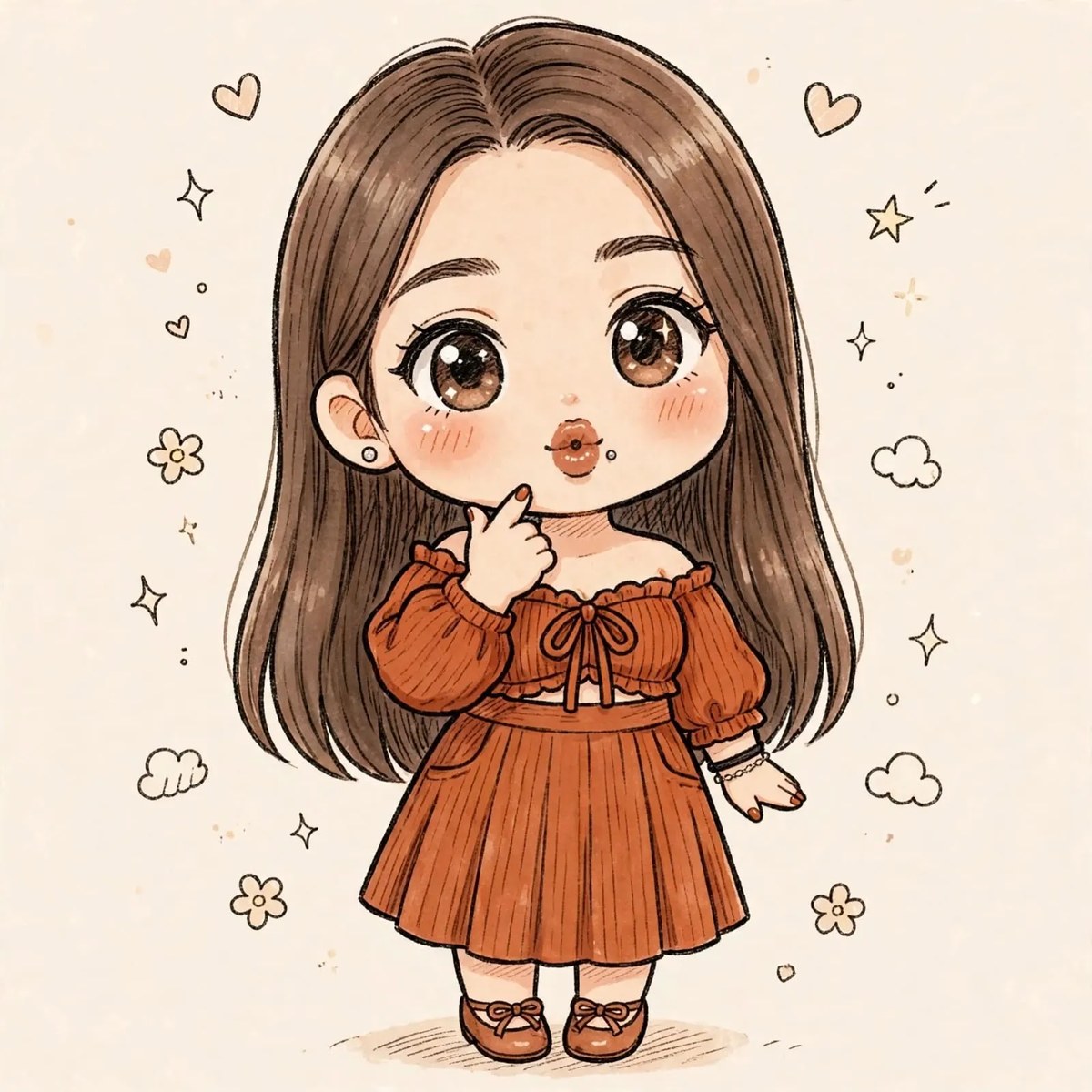 Hand-Drawn Chibi Fashion Caricature