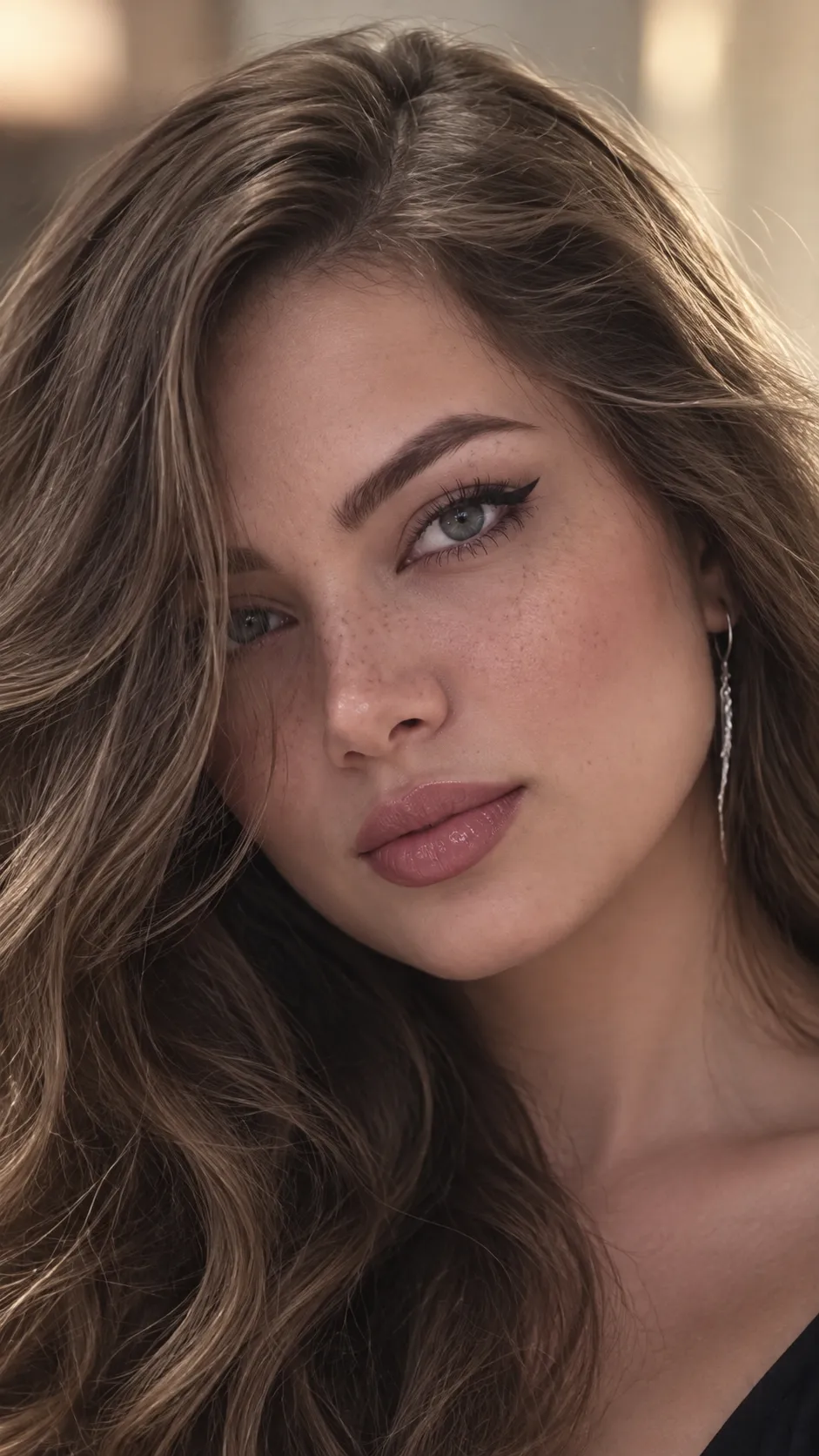 Warm Cinematic Close-Up Portrait of a Young Woman
