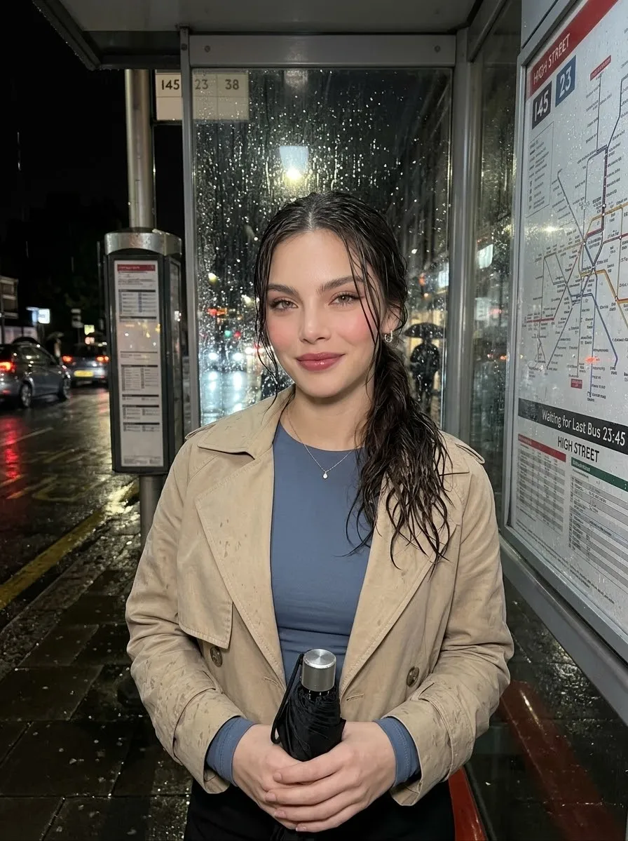 Rainy Bus Stop Portrait output 1