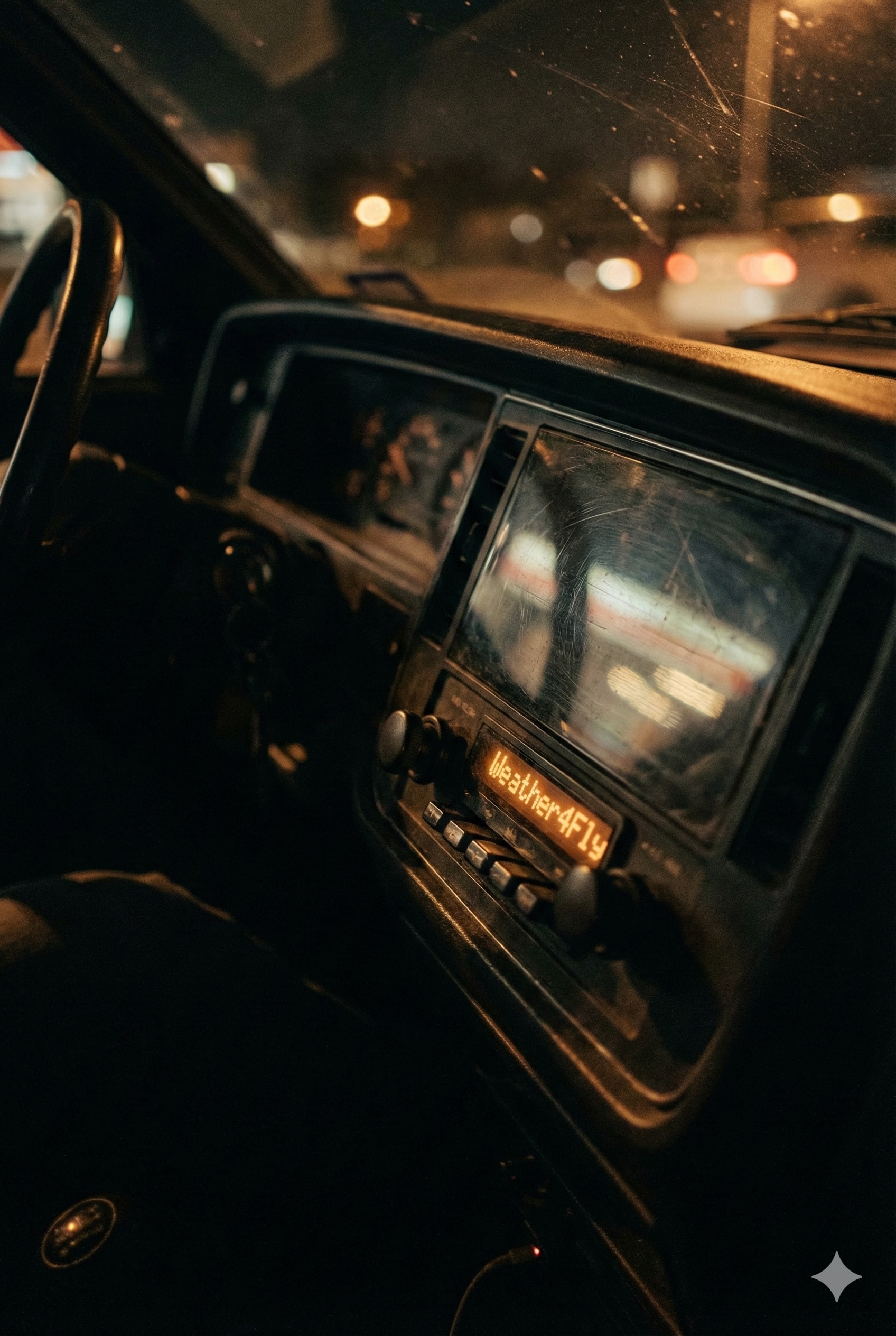 Cinematic Vertical Portrait of Vintage Car Radio at Night output 1