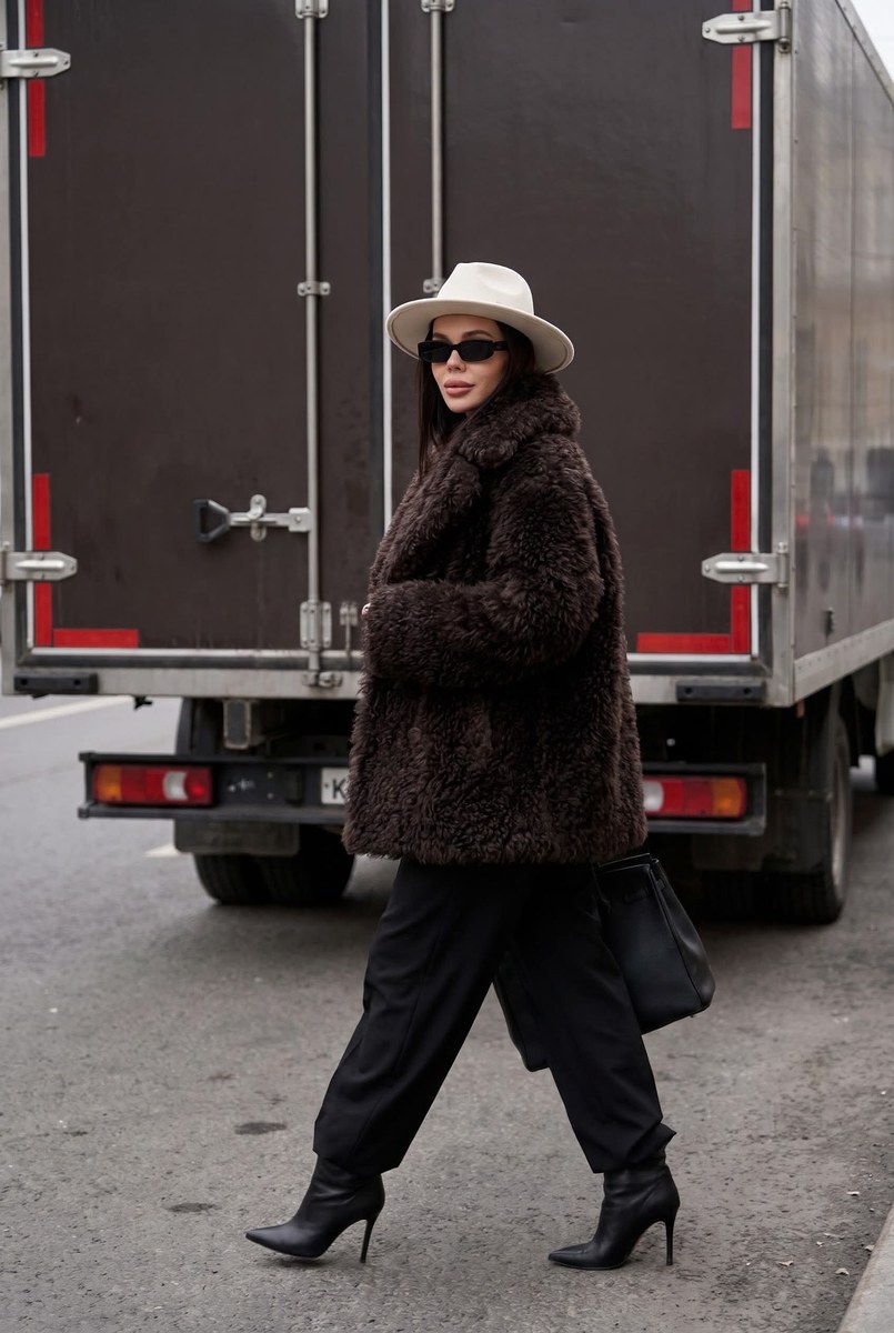 Luxury Shearling Street-Style Fashion Photograph