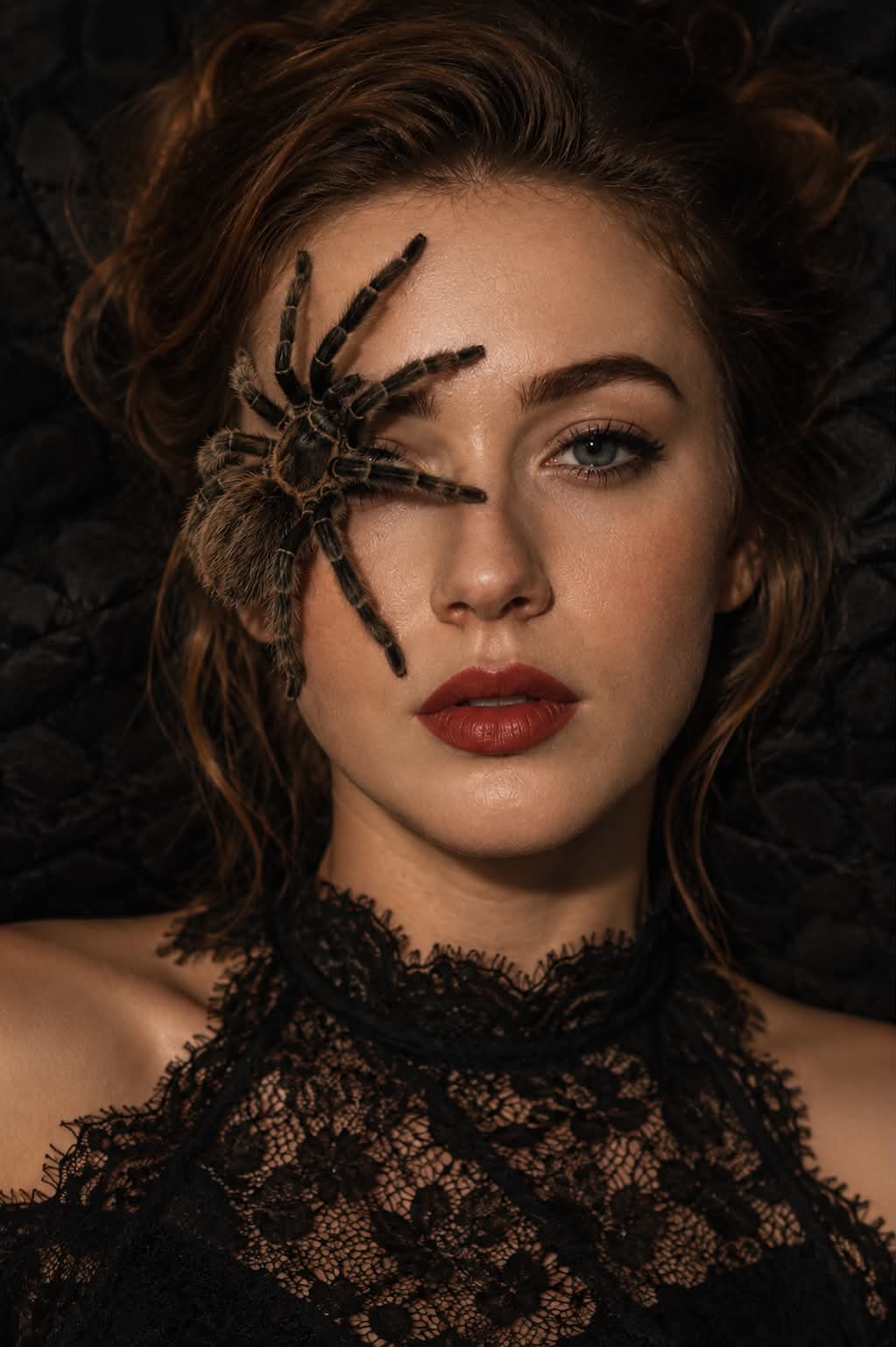 Realistic Close-Up Portrait with a Tarantula