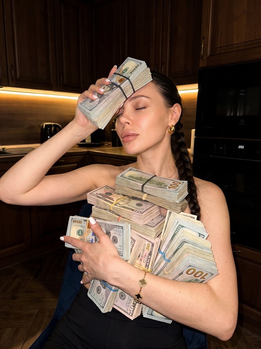 Luxury Kitchen Money Portrait with iPhone Flash