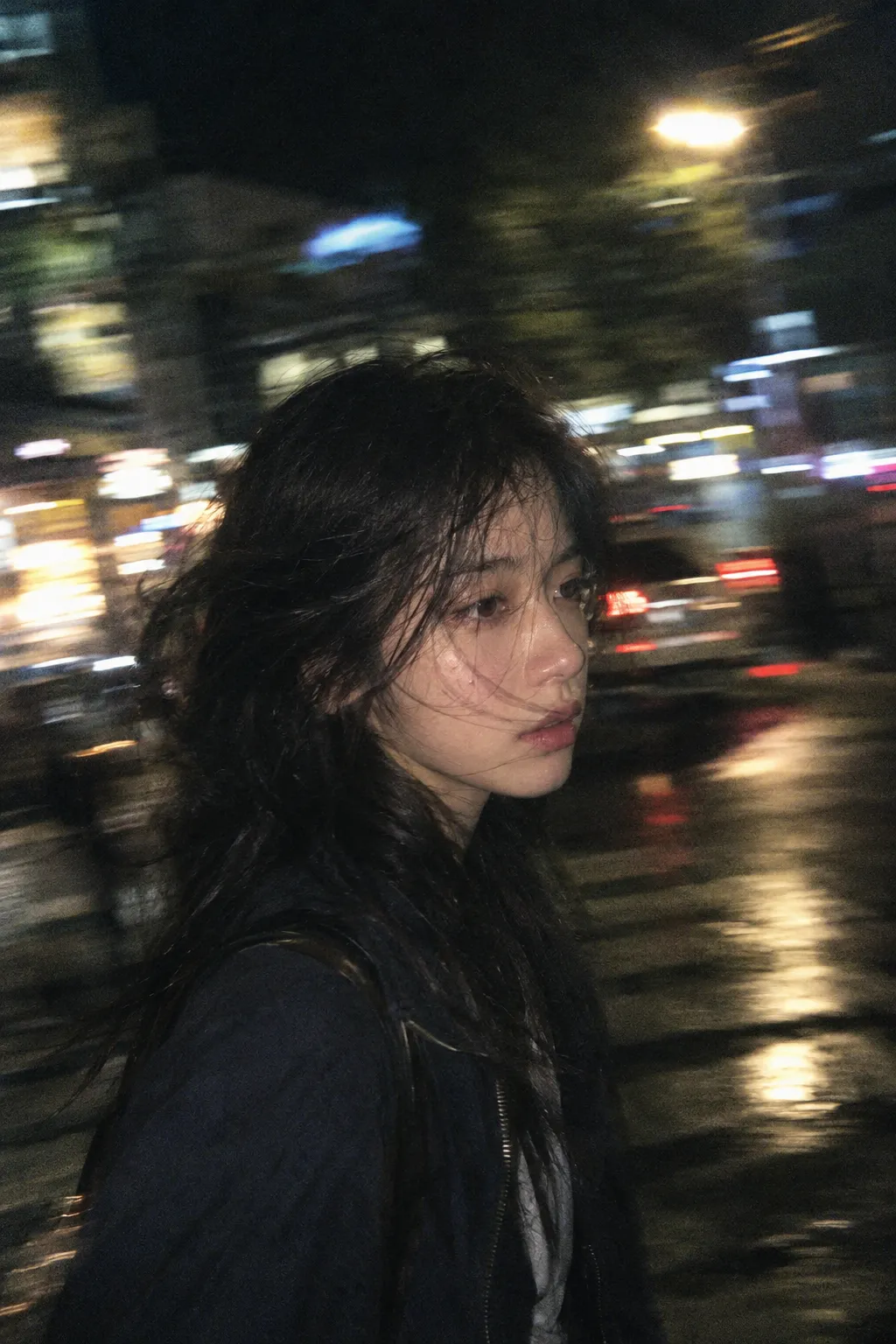 Candid Night Street Portrait with Film Grain output 4