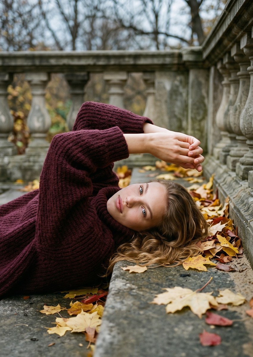 Autumn Fashion Portrait on Stone Steps output 4