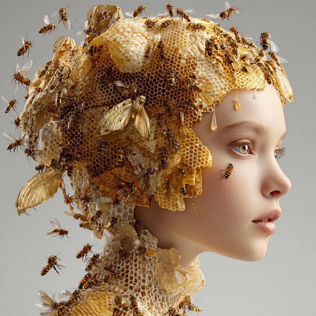 High-Fashion Honeycomb Headdress Portrait output 4