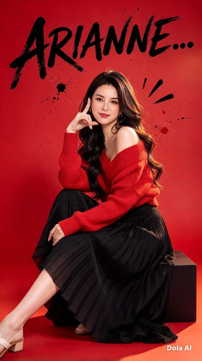 Red Studio Portrait with Brush Typography output 1
