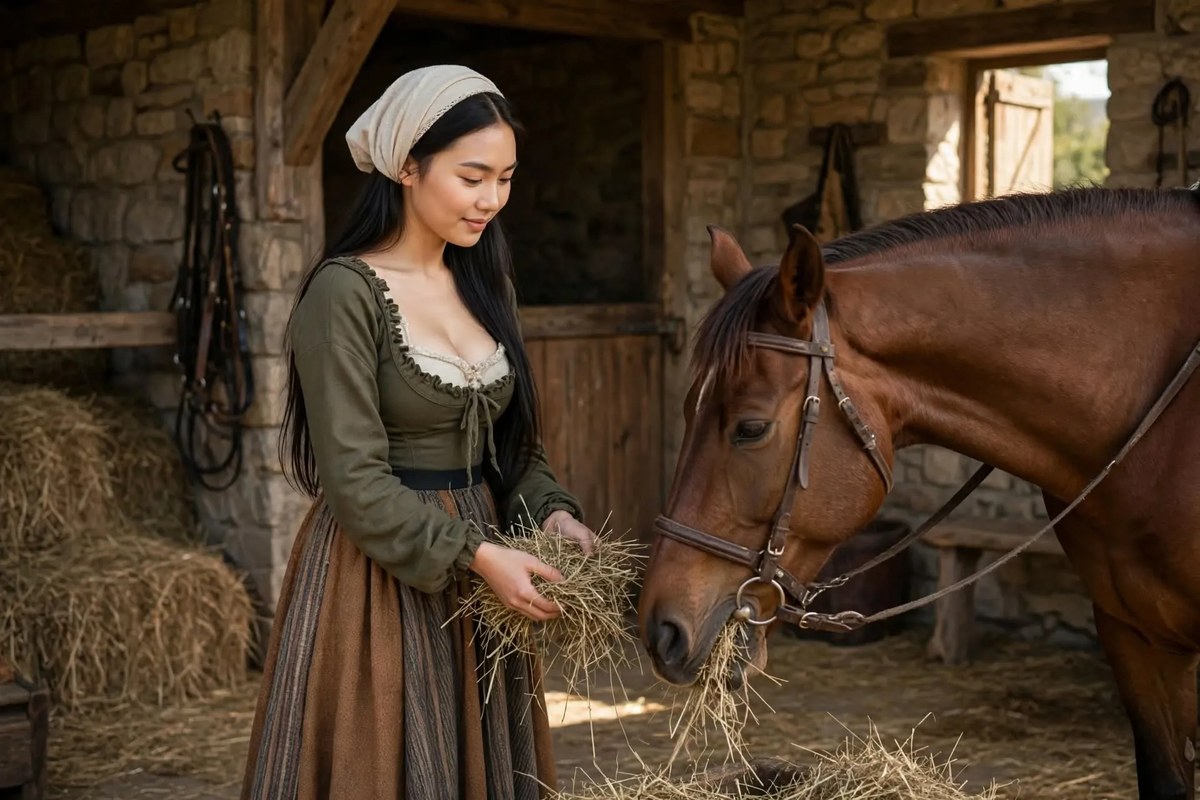 Photorealistic Medieval Village Portrait output 3