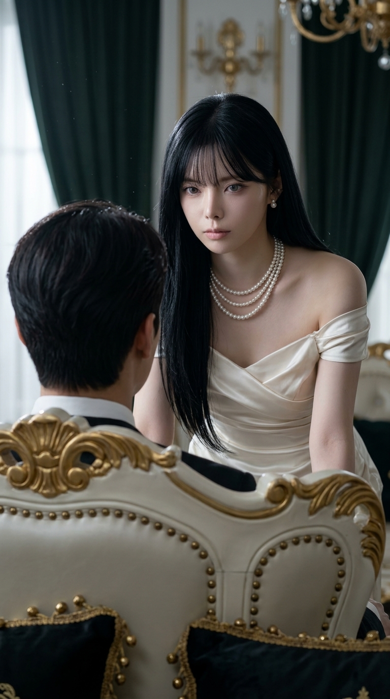 Cinematic Portrait of a Woman in an Ivory Gown