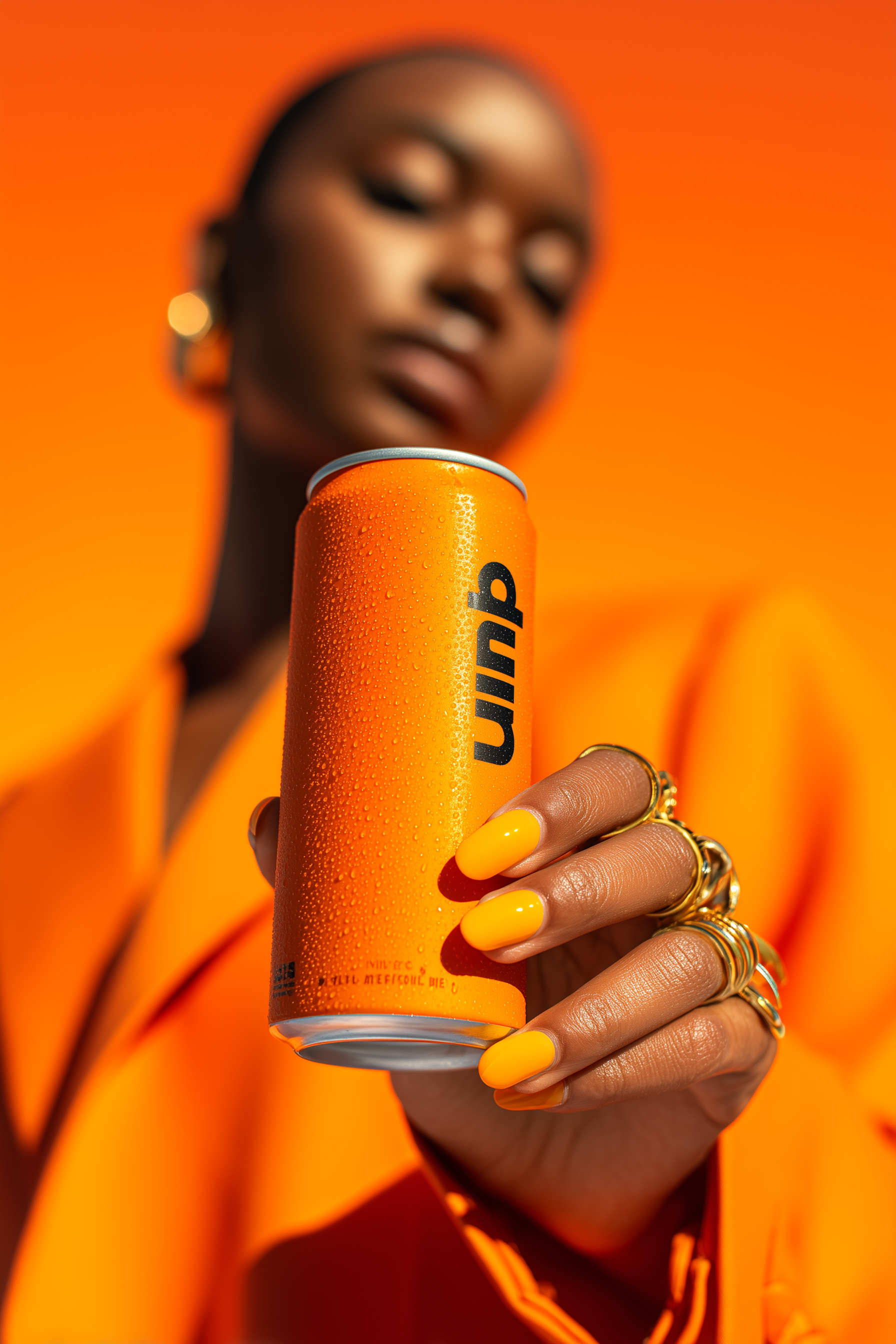 High-Fashion Orange Energy Drink Product Hero Shot