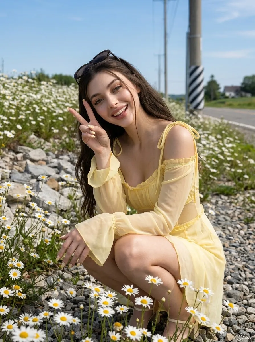 Candid Countryside Portrait Among Daisies output 8