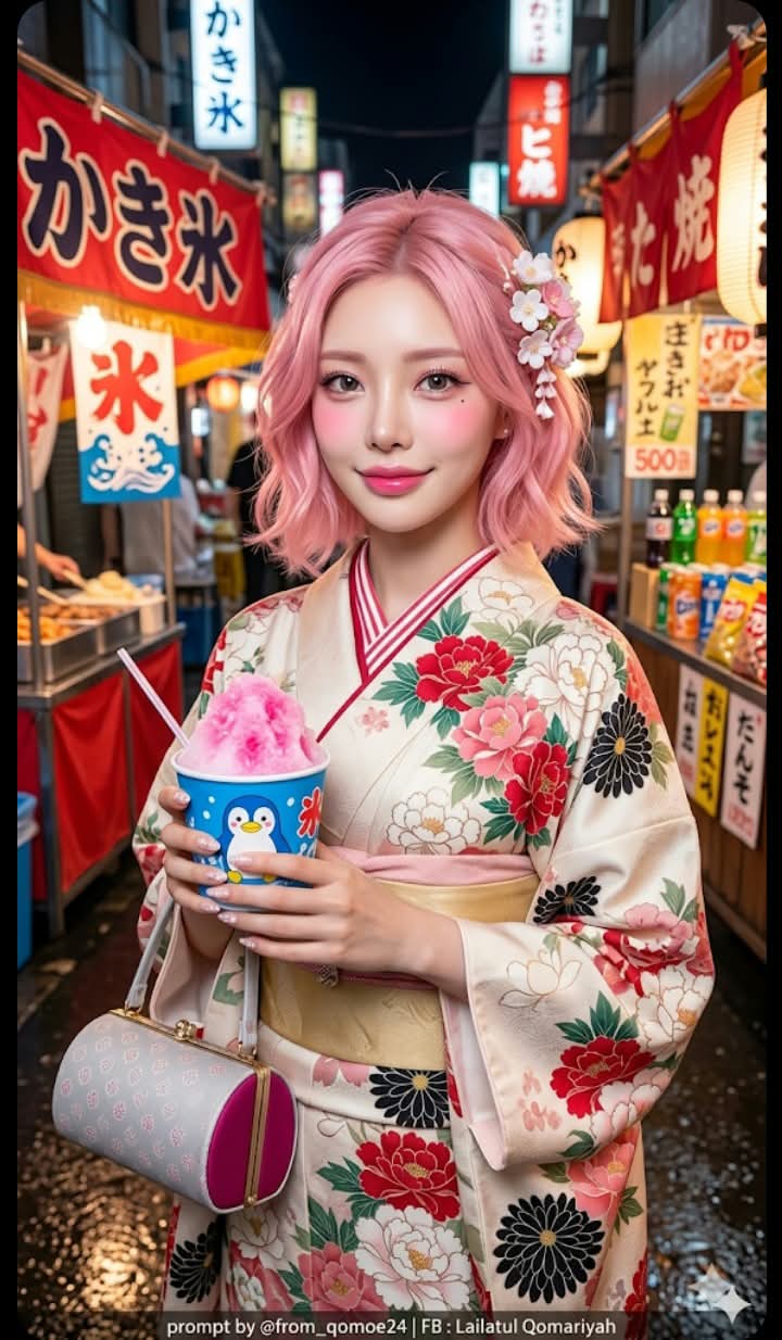 Young Woman at a Japanese Night Market
