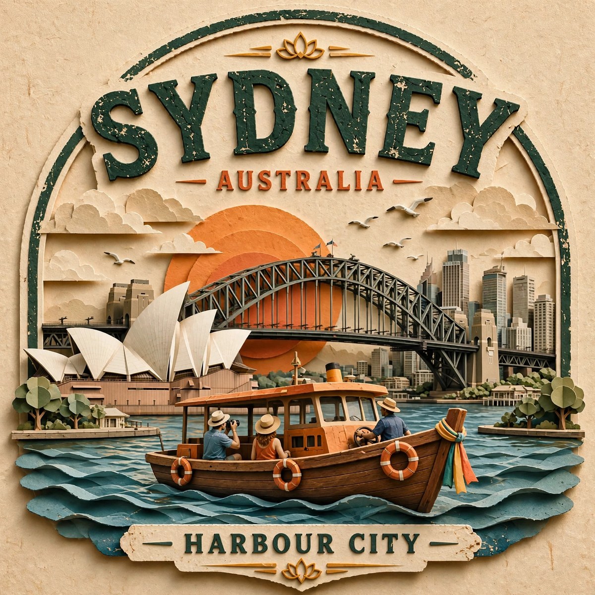 Vintage Papercraft Travel Poster Badge output 3