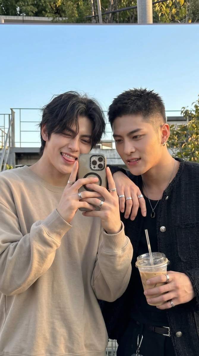 Golden-Hour Mirror Selfie of Two Young Men output 10