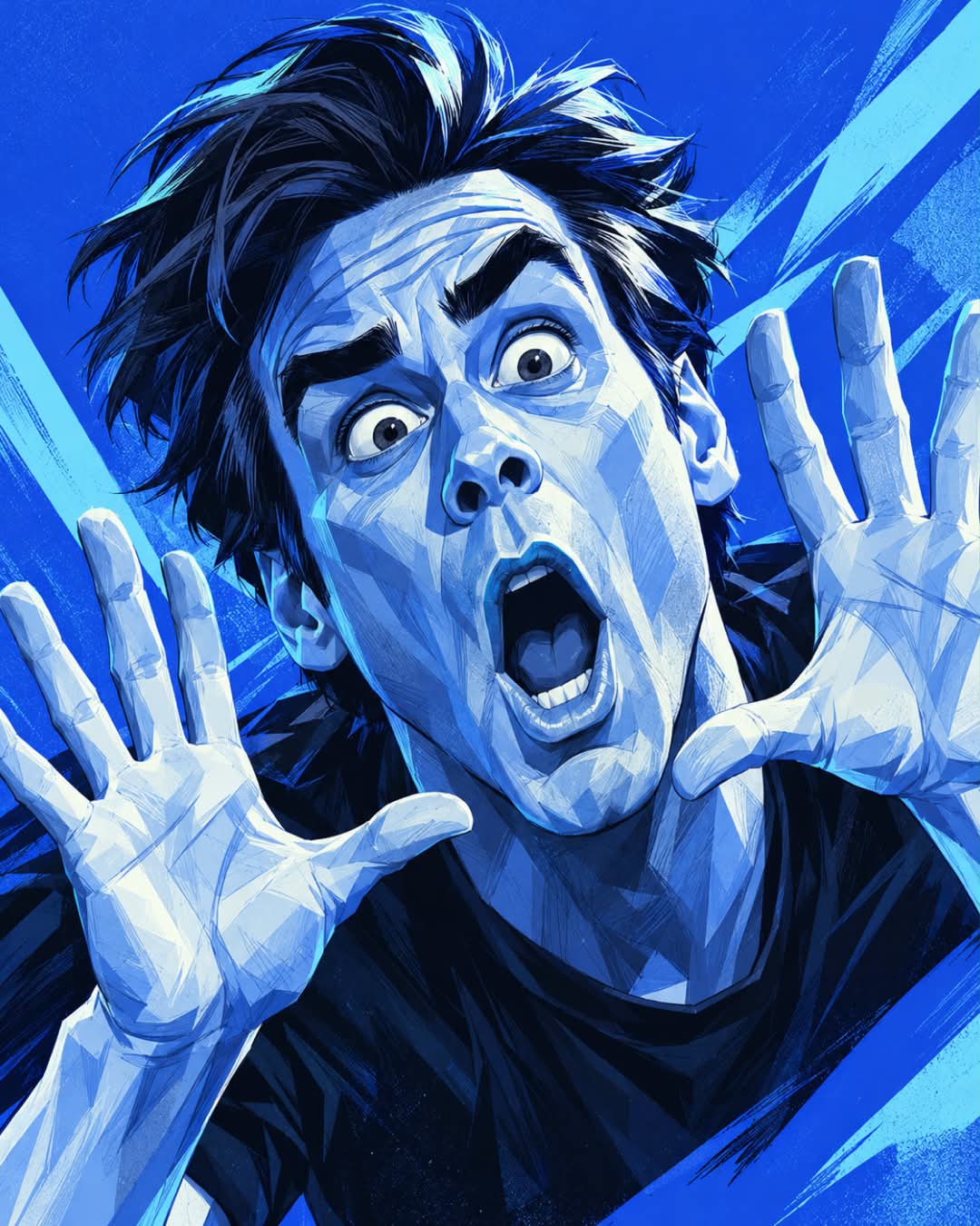 Blue-Toned Editorial Caricature output 3