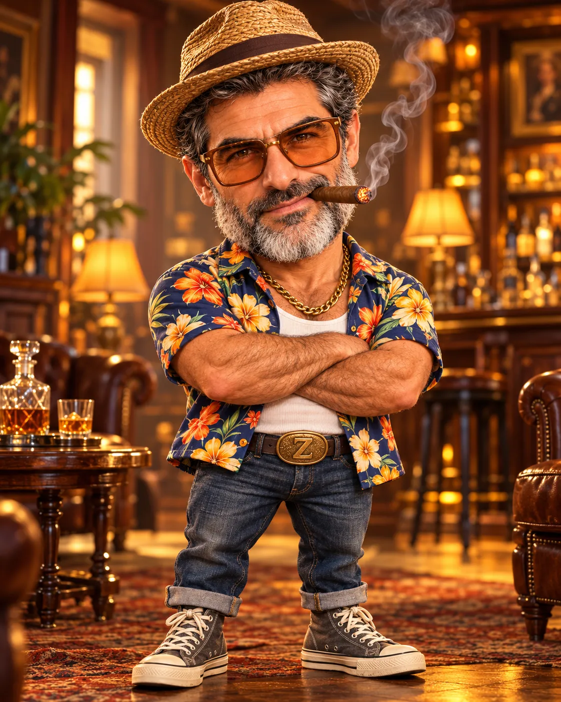 Hawaiian Godfather 3D Caricature