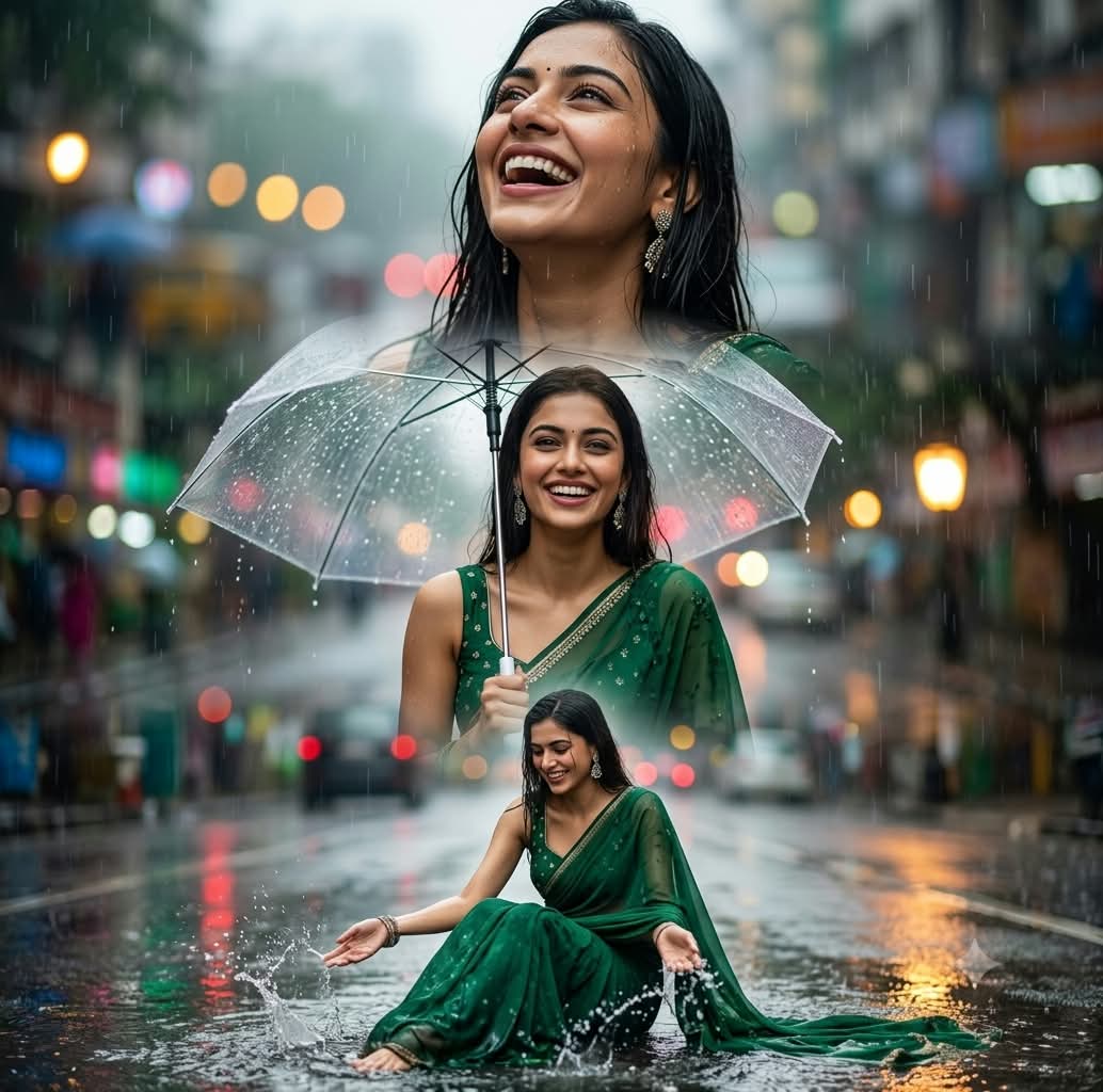 Rainy-Day South Asian Fashion Collage output 1