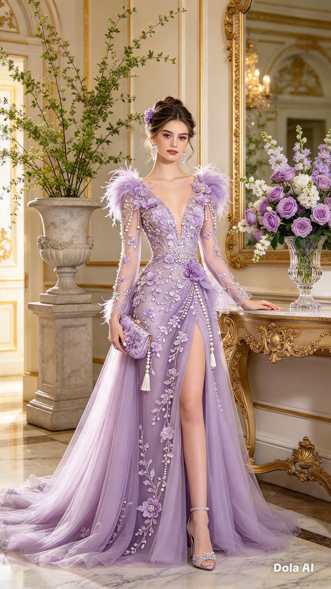 Lavender Gown in a Grand Hall output 4