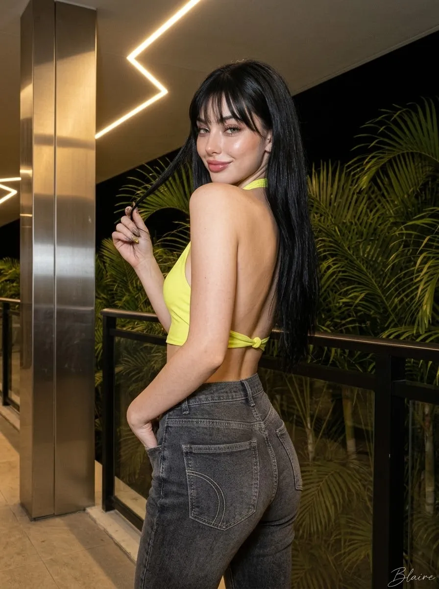 Nighttime Terrace Over-the-Shoulder Fashion Portrait output 2