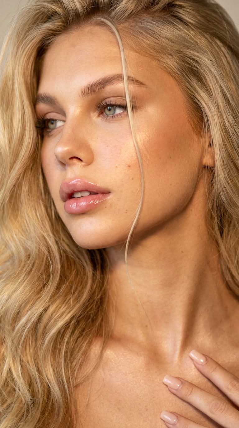 Photorealistic Beauty Editorial Close-Up