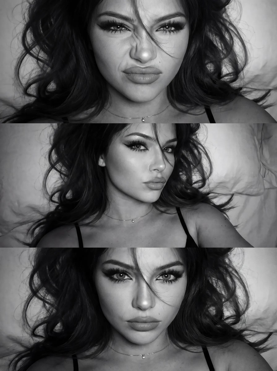 Midnight Doll Black-and-White Selfie Collage output 2