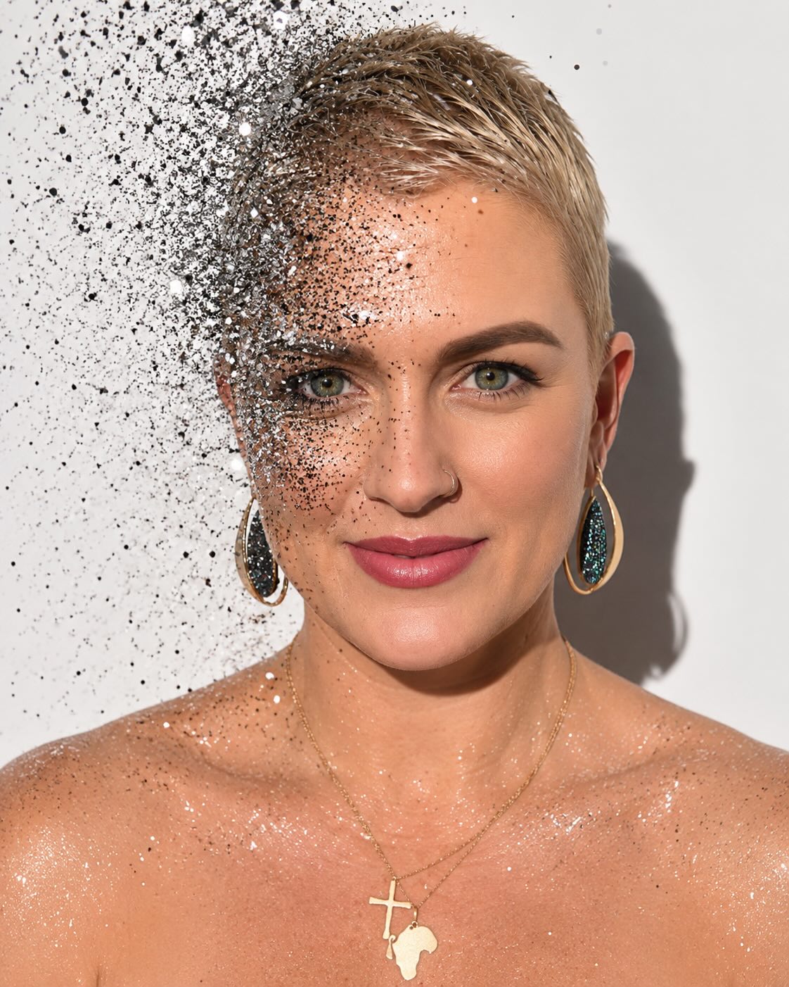 Silver Glitter High-Fashion Beauty Portrait