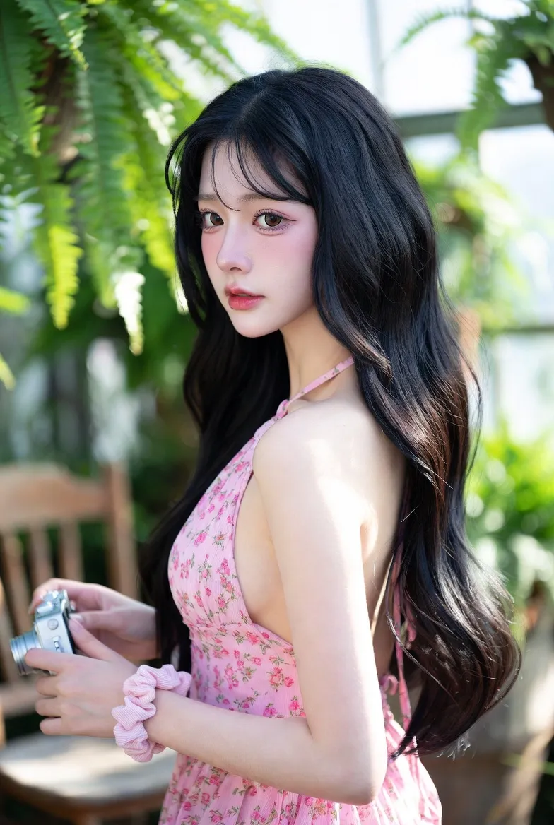 Korean Ulzzang Greenhouse Portrait — Angled Standing Pose output 1