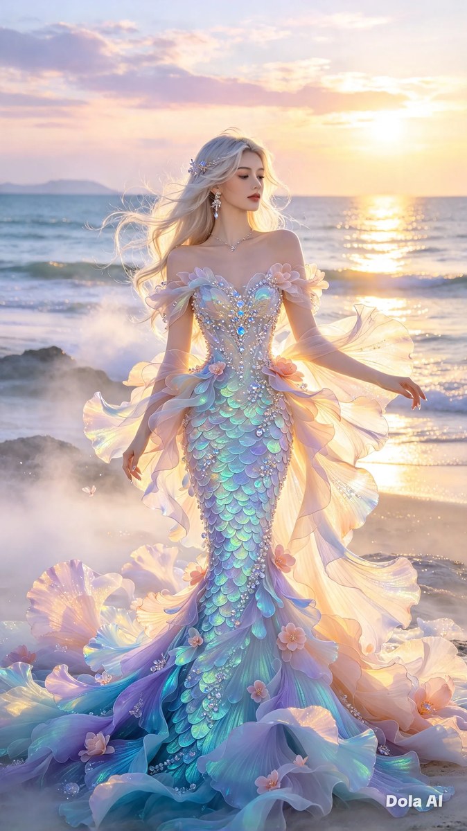 Iridescent Mermaid Gown at Dawn output 4