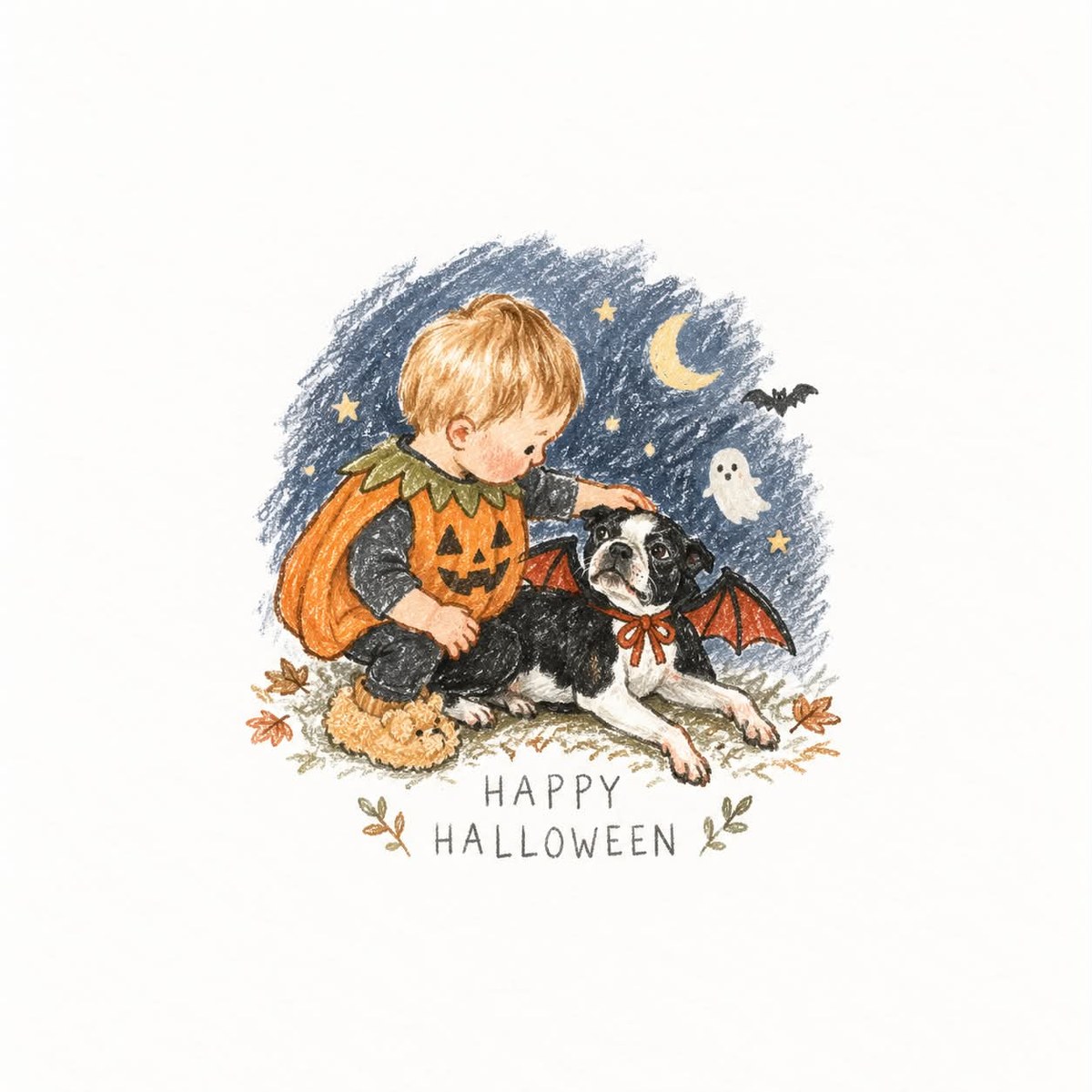 Handmade Halloween Photo Illustration on a White Page