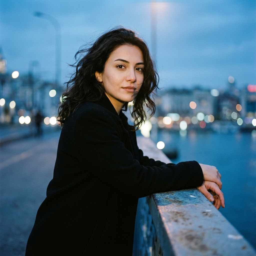 “Blue Hour Bridge” (full-body, cinematic but still IG) output 1
