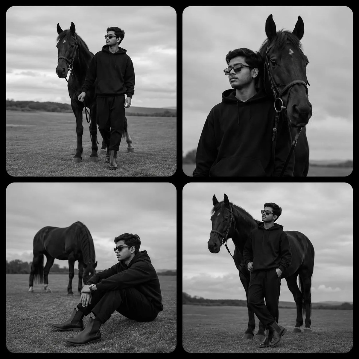 Four-Frame Countryside Fashion Editorial Collage