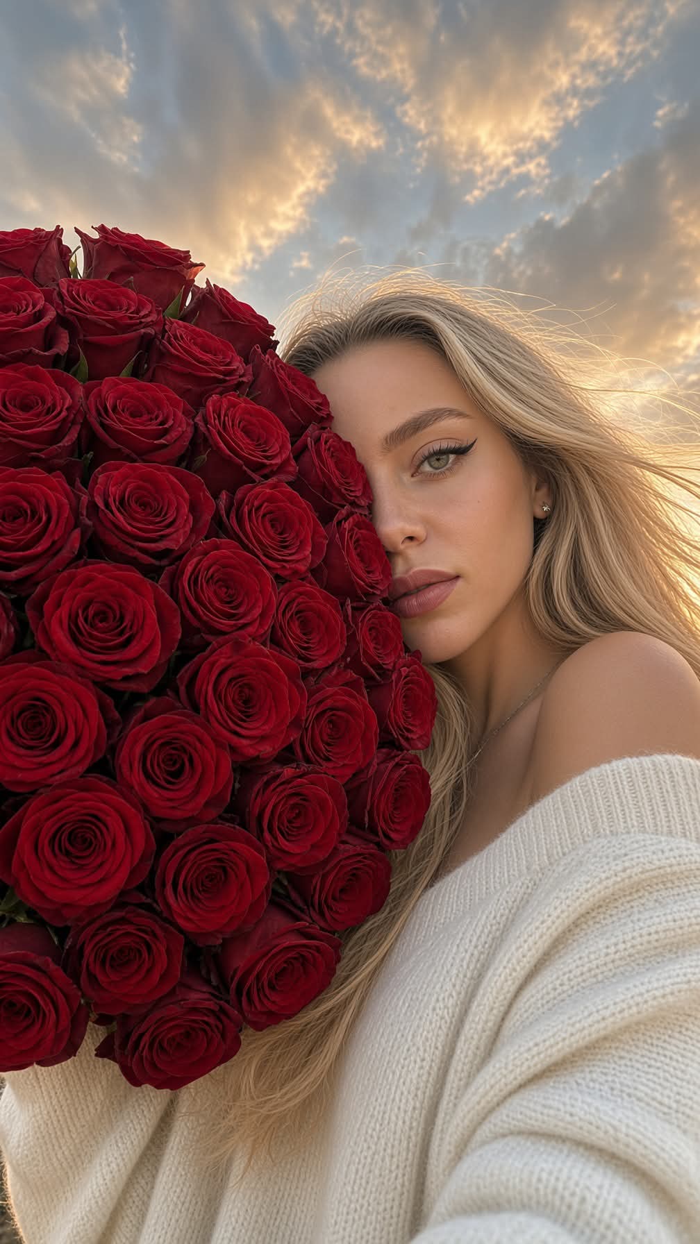 Photorealistic Rose Bouquet Close-Up Portrait