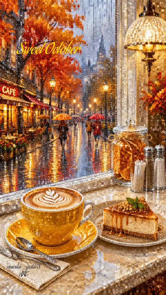 Animated Rainy Café Diamond Mosaic