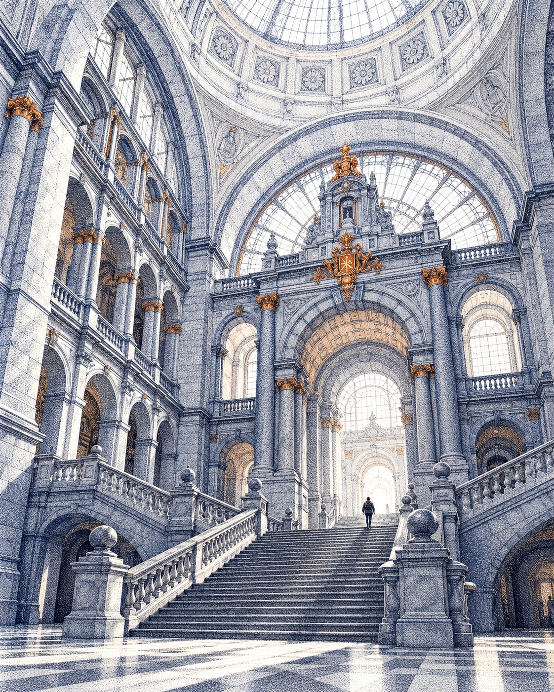Architectural Landmark Stipple Drawing output 4