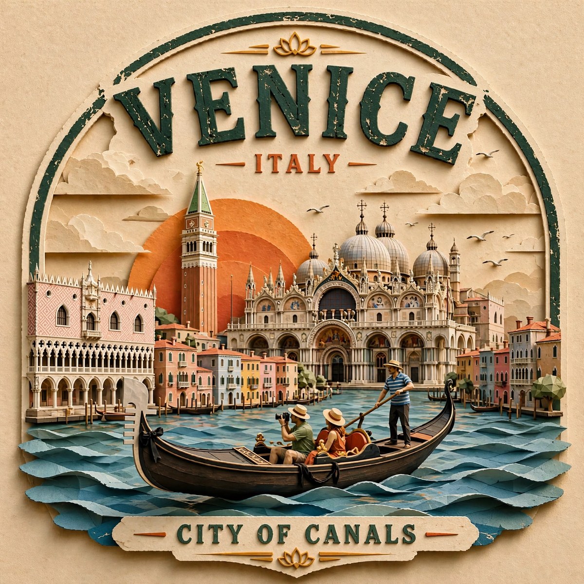 Vintage Papercraft Travel Poster Badge output 2