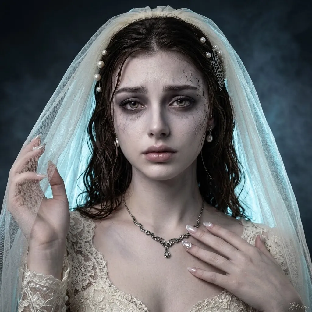 Ghost Bride Portrait with Icy Backlighting
